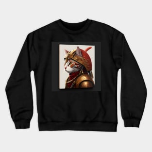 Samurai Cat Portrait Wearing Armor Crewneck Sweatshirt